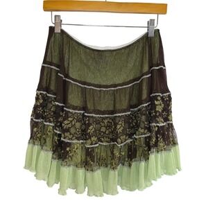 Y2K Fairycore Lace Mesh Tiered Mini Skirt by Winged Victory M Whimsigoth Ruffle